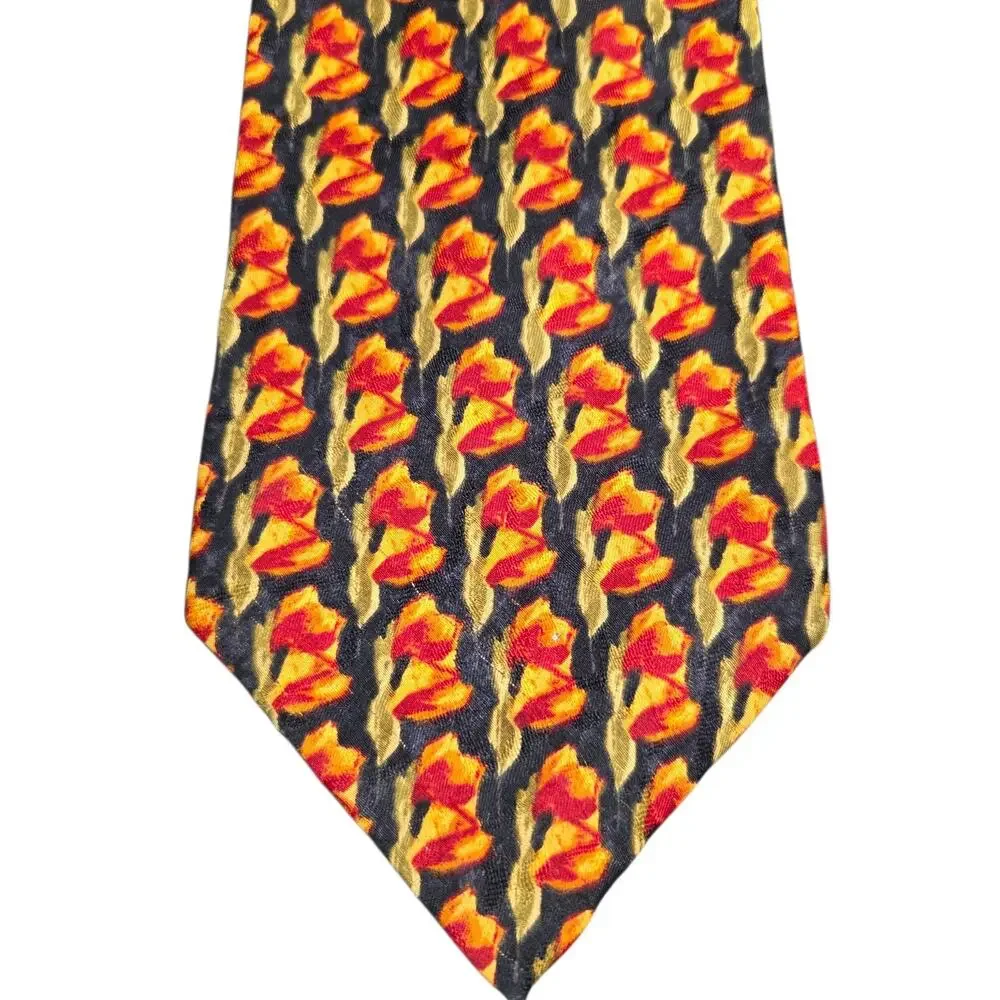 Ermenegildo Zegna 100% Silk Necktie Italy Red Blue Floral 3.7